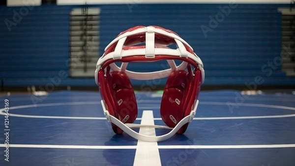Fototapeta A single wrestling headgear placed on a mat