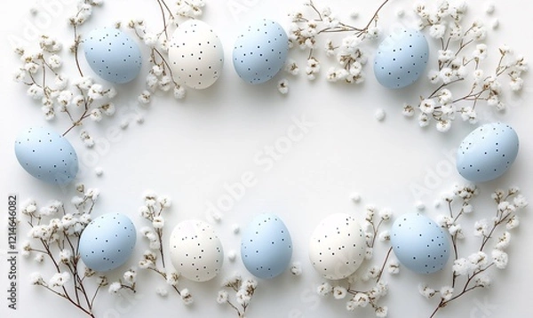 Obraz Easter eggs in a basket, festive spring background, pastel colours. Easter holiday concept 