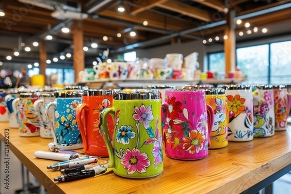 Obraz a diy painted ceramics project featuring various ceramic items with unique p