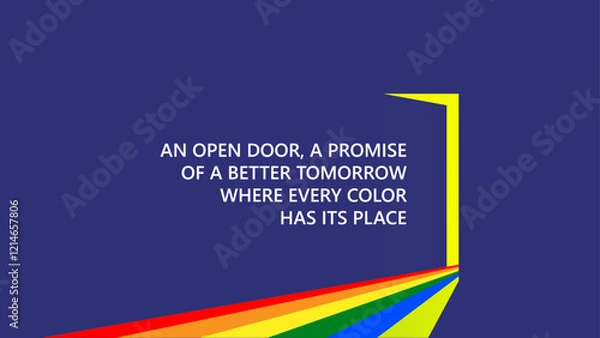 Obraz LGBT Pride Rainbow Light Shines Through an Open Door