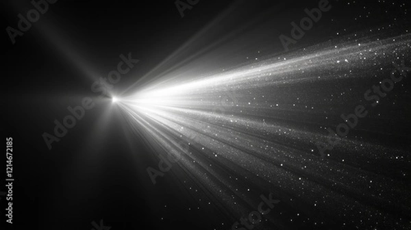 Fototapeta White light beams on black transparent background. Dynamic light ray animation. Luminous shining flashlight/spotlight in the dark. Sunbeam glowing motion graphics effect.