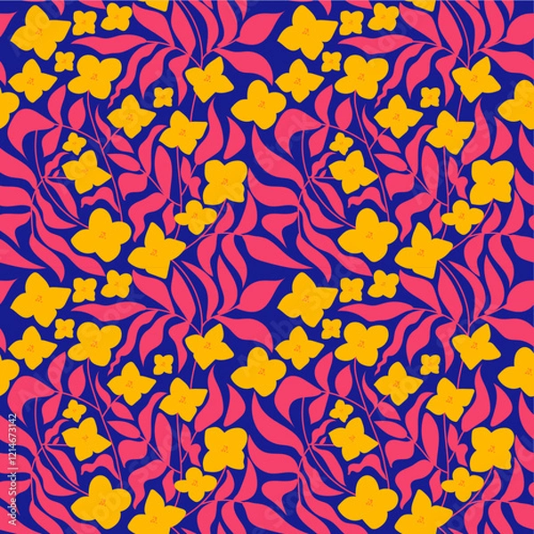 Obraz Seamless Oenothera flower pattern. Vector illustration