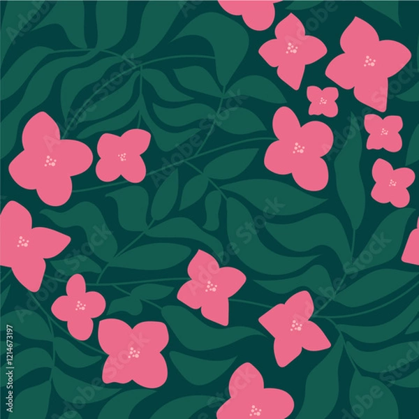 Obraz Seamless Oenothera flower pattern. Vector illustration