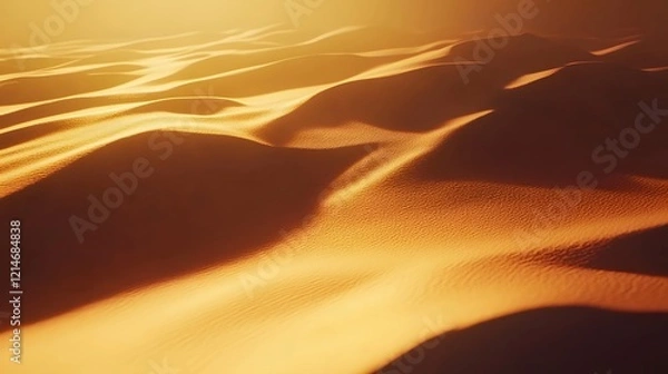 Obraz Golden sandy dunes at sunset, warm hues blending, creating a tranquil atmosphere, perfect for nature-themed projects.