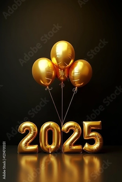 Obraz 3d Gold Foil Balloons 2025