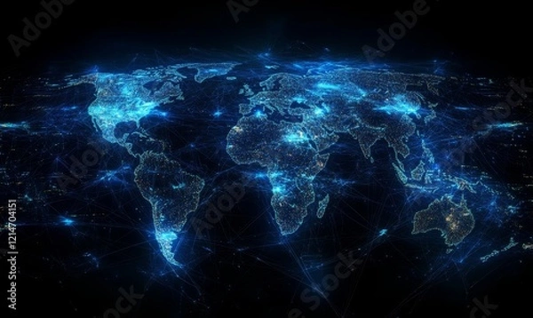 Fototapeta the 3d Global Network Of People., Generative AI