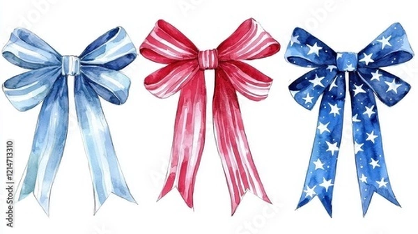 Obraz Unique Independence Day decoration with colorful ribbon bows and themed artwork.