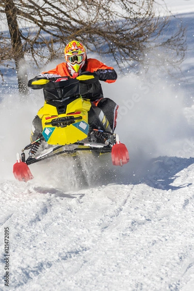 Fototapeta Snowmobile in action