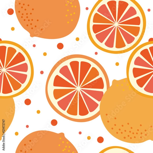 Fototapeta Vector pattern with grapefruit
