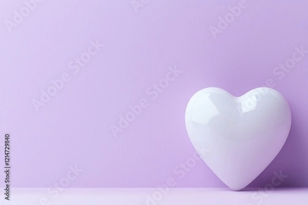 Fototapeta Valentine's day background gradient minimal. White heart on a purple background.