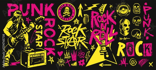 Fototapeta Vibrant punk rock collage art