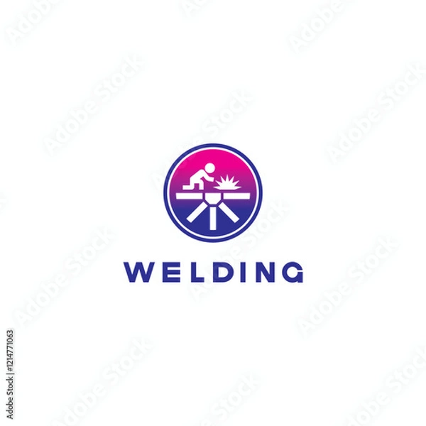 Fototapeta 
illustration consisting of an image of a welder in the form of a symbol or logo