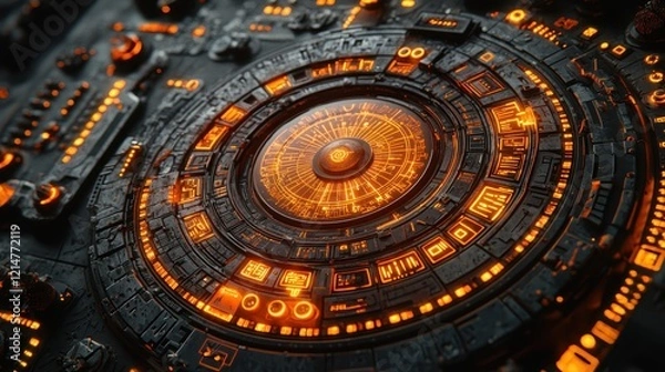 Fototapeta Intricate Glowing Circular Technological Device