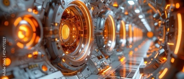 Fototapeta Intricate Glowing Mechanical Components: Futuristic Technology Design