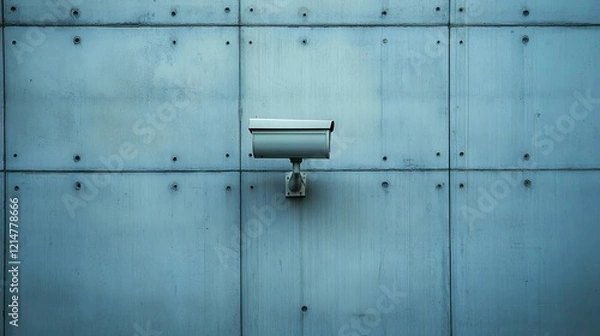 Fototapeta A CCTV camera mounted on the wall of a warehouse, monitoring inventory and ensuring the safety of workers and equipment
