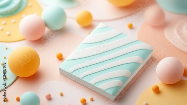 Fototapeta Discover the magic of a colorful greeting card, bursting with playful patterns, cheerful hues, and uplifting messages, perfect for any occasion This card features pastel tones with smooth, whimsical