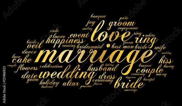 Obraz Marriage word cloud. Vector illustration.