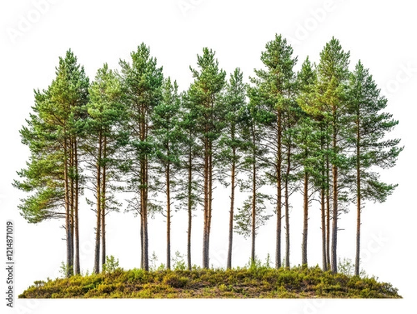 Fototapeta Isolated Row of Pine Trees