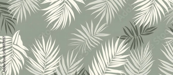 Fototapeta Elegant Palm Leaf Pattern in Subtle Tone-on-Tone Style for Modern Minimalist Designs