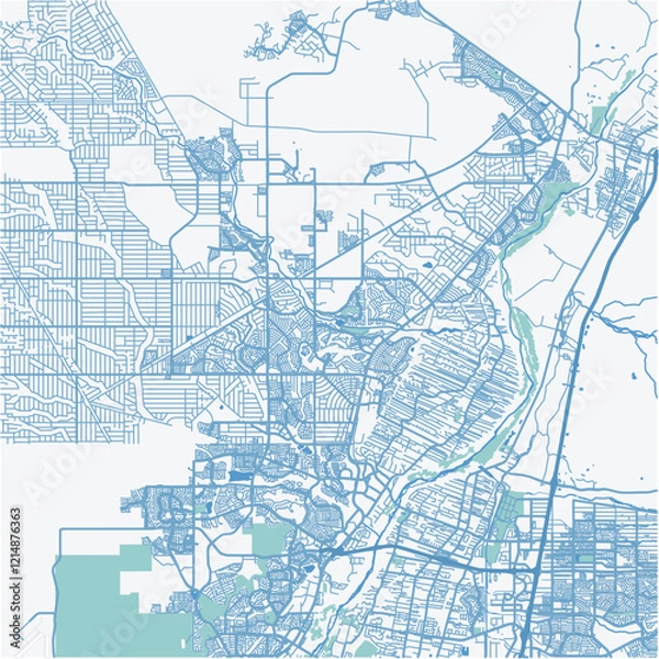 Obraz Map of Rio Rancho in New Mexico in a professional blue style. Contains layered vector with roads water, parks, etc.