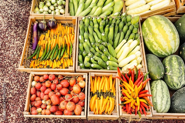 Fototapeta Fruit and vegetable promotion background