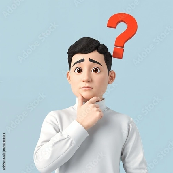 Obraz onfused man with question mark