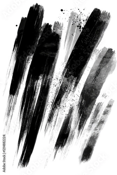 Fototapeta Abstract Black and Grey Brushstrokes: A dynamic composition of abstract black and grey brushstrokes, rendered in a bold and expressive style. The brushstrokes are layered, overlapping, and textured.