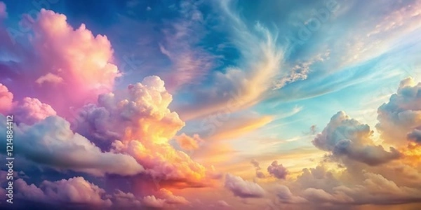 Fototapeta Dreamy Sky Background with Colorful Stains: Abstract Pastel Texture for Design