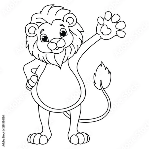 Fototapeta Funny lion cartoon characters vector illustration.