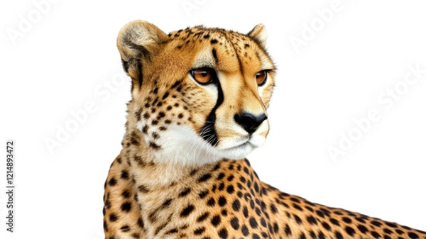Fototapeta Cheetah Portrait: A close-up portrait of a cheetah, its striking black spots contrasting with its golden fur, captures its wild beauty and captivating gaze.