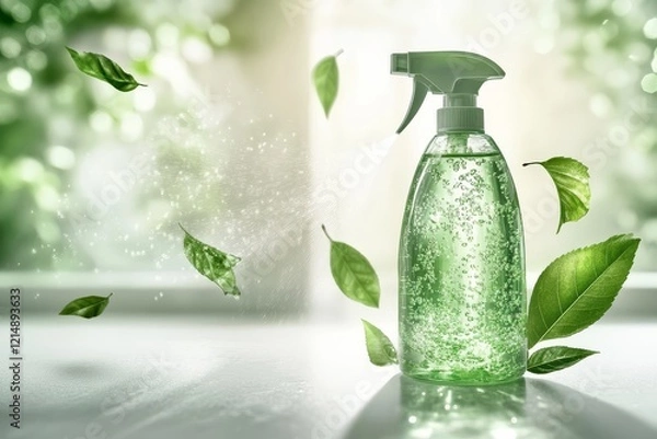 Obraz Eco-friendly cleaning solution in a spray bottle.