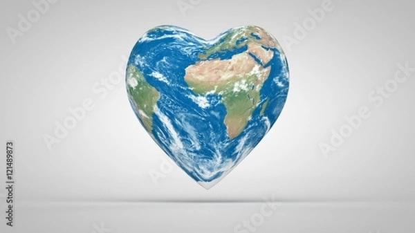 Fototapeta Profesjonalne renderowanie planety Ziemi w kształcie serca.