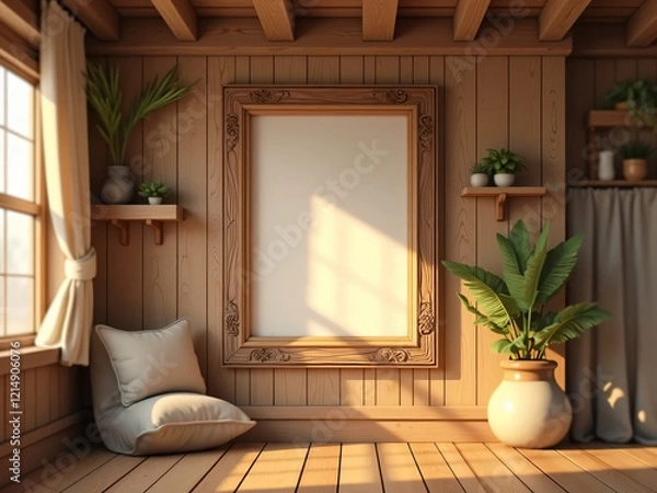 Fototapeta ウッドハウスにフレーム