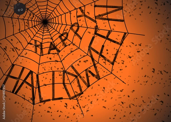Obraz Halloween quote with on a spider web.
