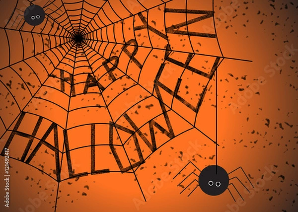 Obraz Halloween quote with on a spider web.