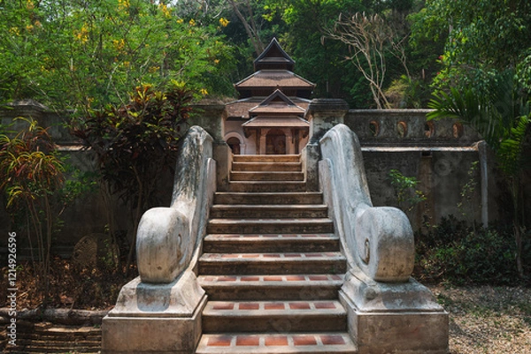 Obraz Temple Gate in wood, Wat Pha Lat