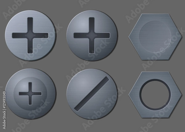 Fototapeta Bolts and nut head set