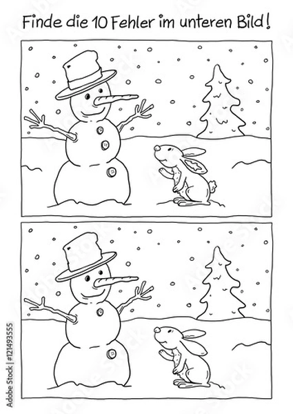 Obraz Ausmalbild Schneemann