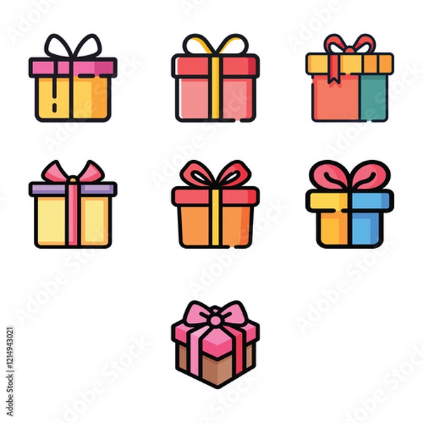 Fototapeta Colorful Gift Boxes Collection Icon Set Design,