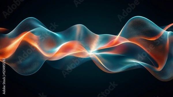 Fototapeta Abstract Particle Wave Flow Dynamic Energy and Motion Design