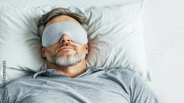 Obraz A restful adult sleeping with a sleep mask on