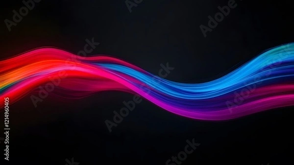 Fototapeta Dynamic Neon Light Streaks Pulsating Against a Dark Background
