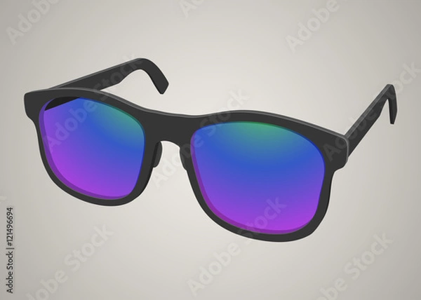 Fototapeta Isolated realistic sunglasses with colored glass
