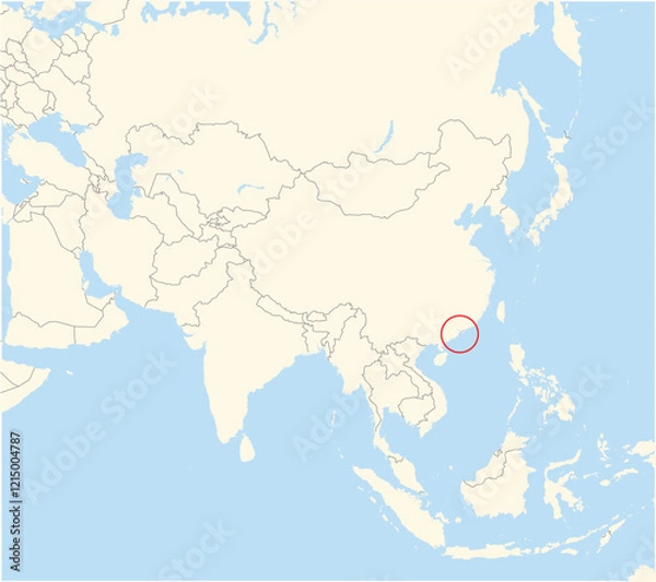 Fototapeta Location Map of the country Macau in Asia. The country is highlighted with a red polygon. No labels at all.