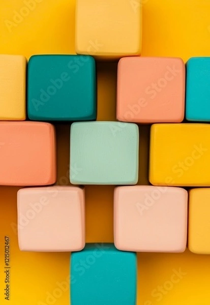 Fototapeta Colorful 3D Clay Blocks Forming Alphabet for Creative Decorations and Playtime Fun