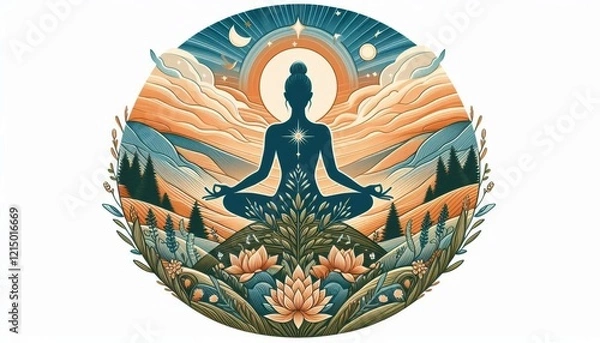 Obraz girl practicing yoga illustration created with generative AI software.