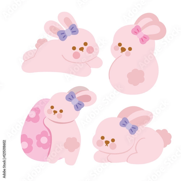 Obraz Set of cute easter bunny for Easter day.