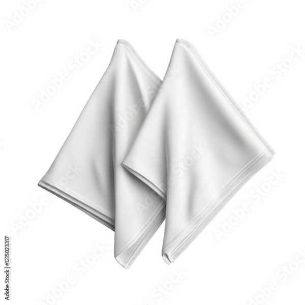 Fototapeta Two white handkerchief mockups isolated on a transparent background png