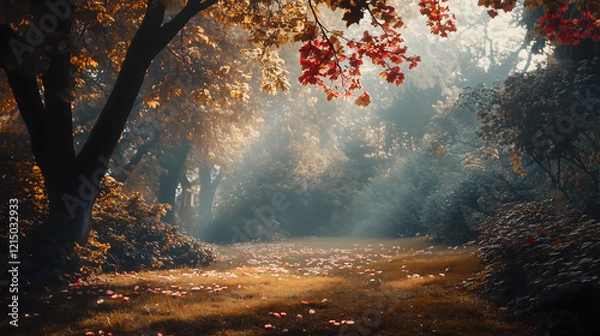 Obraz sun rays in the forest