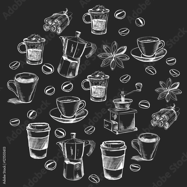 Fototapeta Vector images of coffee
